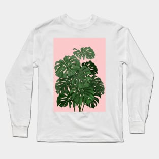 Modern House plant in pink 3, Abstract Plant Art Long Sleeve T-Shirt